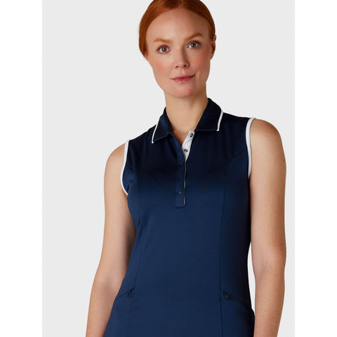 Sleeveless Snap Pla Kleid