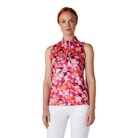 Geometric Floral Sleeveless Shirt Damen