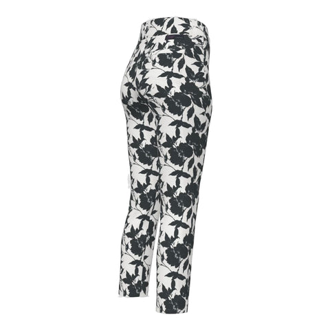 LUCY-CR WR Black & White Flowers 7/8 Golfhose Damen