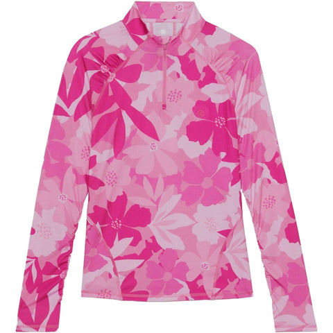 Floral Camo 1/4 Zip Langarm-Polo Damen