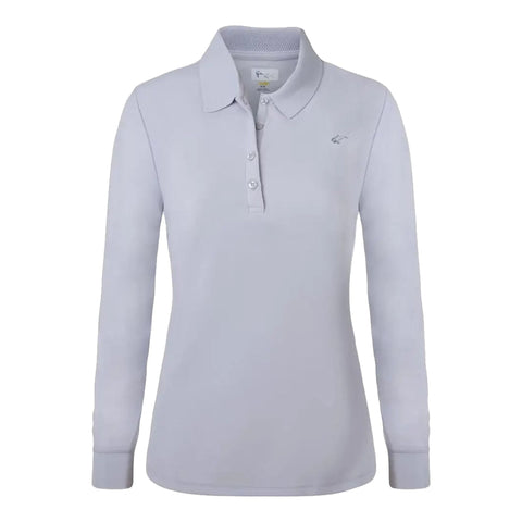 Pique Langarm-Poloshirt Damen