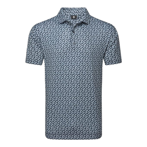 Floral Sketch Print Lisle Polo Herren