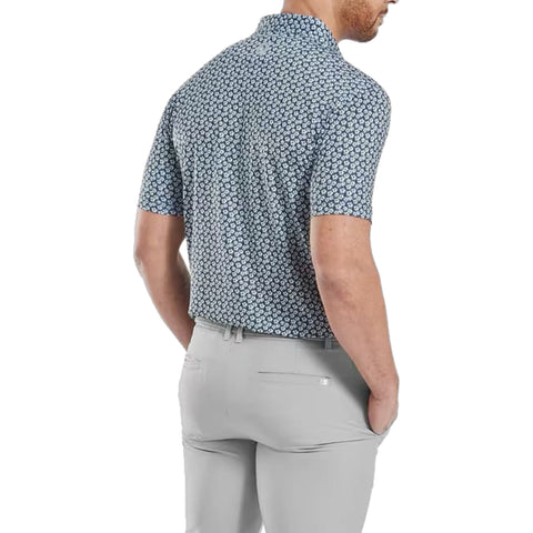 Floral Sketch Print Lisle Polo Herren