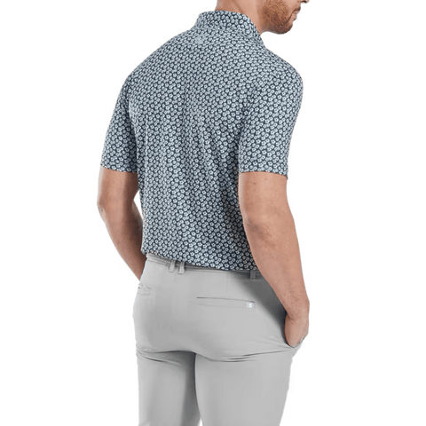 Floral Sketch Print Lisle Polo Herren