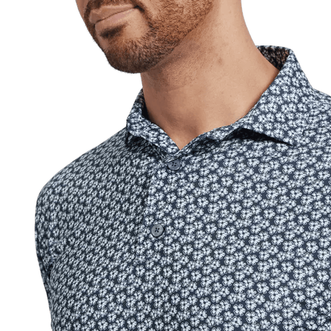 Floral Sketch Print Lisle Polo Herren