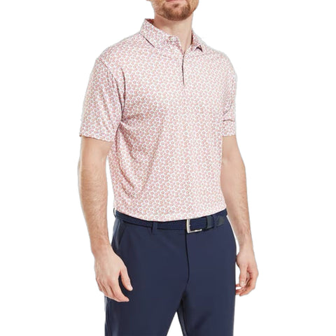 Floral Sketch Print Lisle Polo Herren