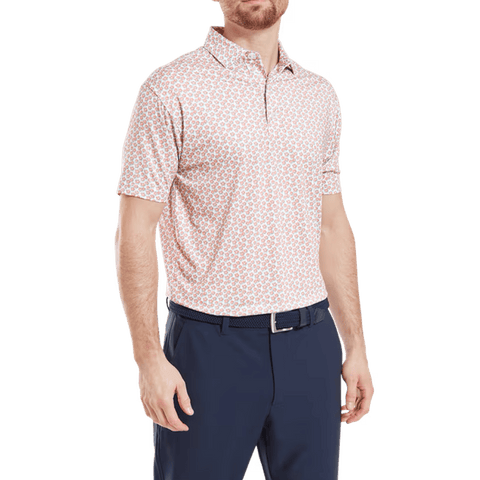 Floral Sketch Print Lisle Polo Herren