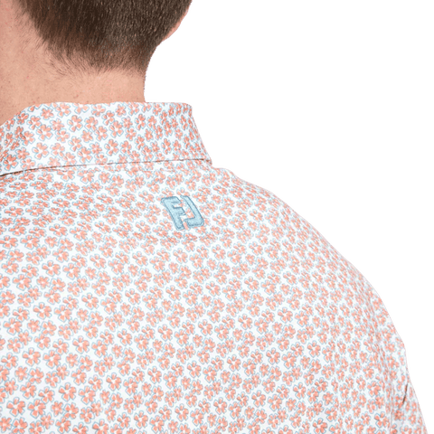 Floral Sketch Print Lisle Polo Herren