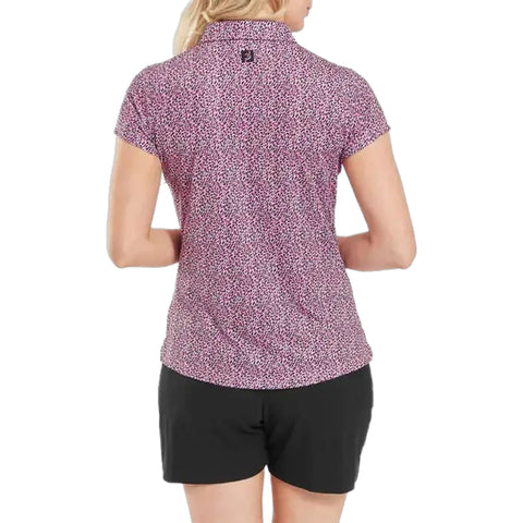 Animal Print Cap Sleeve Lisle Polo