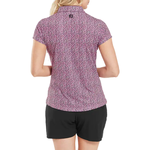 Animal Print Cap Sleeve Lisle Polo