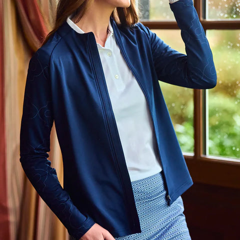 Full Zip Printed Sleeve Midlayer Damen
