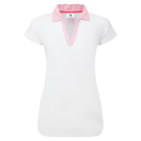 Cap Sleeve Print Trim Lisle Polo Damen