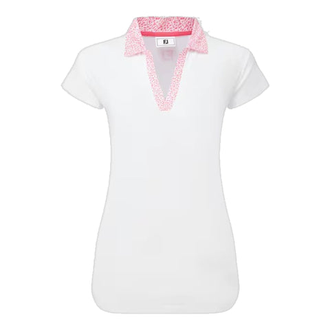 Cap Sleeve Print Trim Lisle Polo Damen