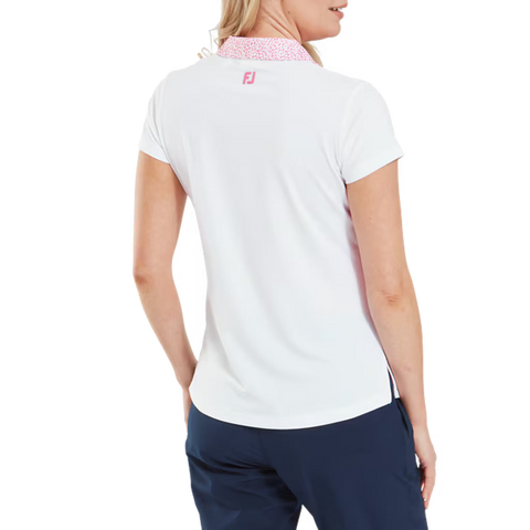 Cap Sleeve Print Trim Lisle Polo Damen