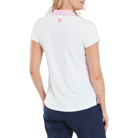Cap Sleeve Print Trim Lisle Polo Damen