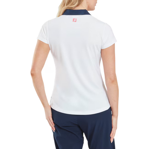 Cap Sleeve Print Trim Lisle Polo Damen