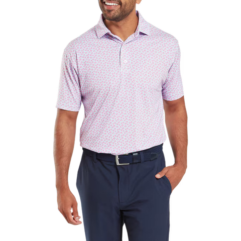 Floral Sketch Print Lisle Polo Herren