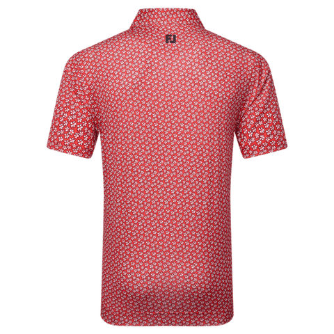 Floral Sketch Print Lisle Polo Herren