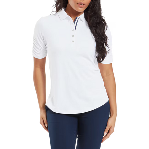 Half Sleeve Ruched Lisle Polo Damen