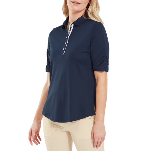 Half Sleeve Ruched Lisle Polo Damen