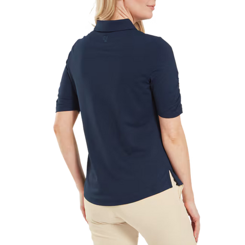Half Sleeve Ruched Lisle Polo Damen