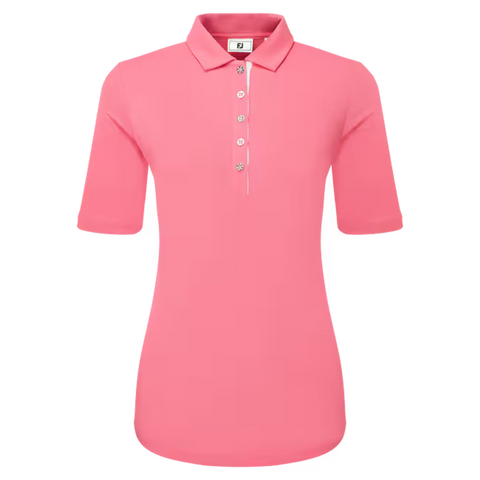Half Sleeve Ruched Lisle Polo Damen