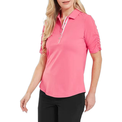 Half Sleeve Ruched Lisle Polo Damen