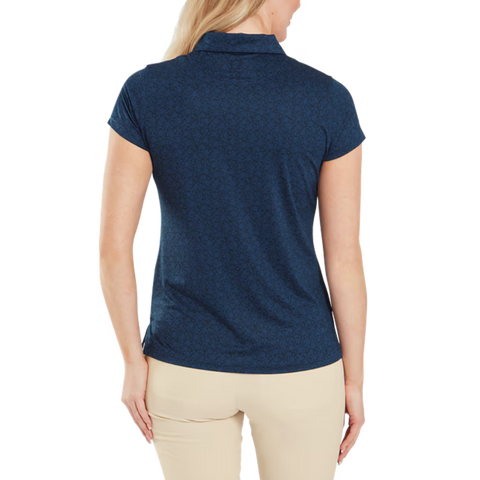Painted Floral Cap Sleeve Lisle Polo Damen