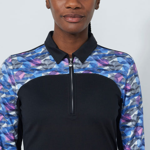 Print Peach Poloshirt Damen