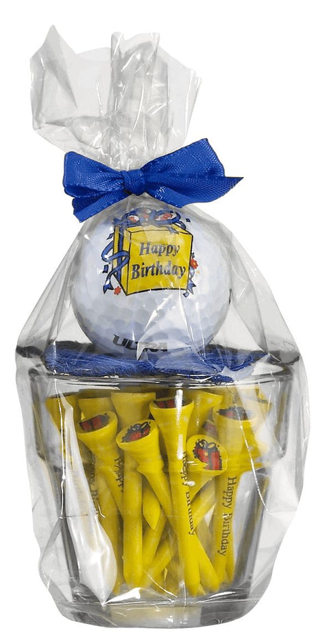Glastopf Happy Birthday Golf Geschenkset