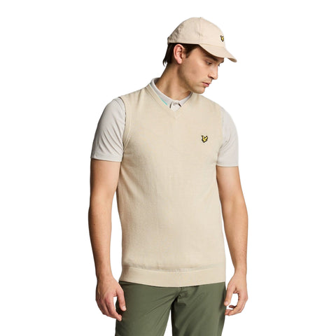 Merino Blend Knitted V-Neck Vest Herren