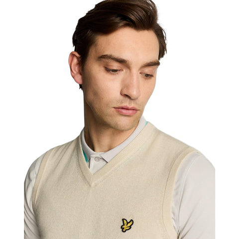 Merino Blend Knitted V-Neck Vest Herren