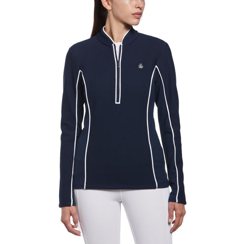 Longsleeve Textured 1/4 Zip Sweater Damen