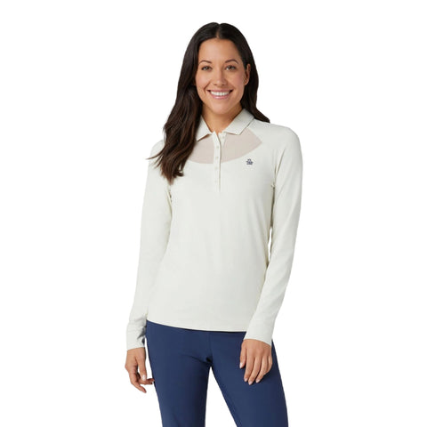 Mesh Langarm Poloshirt Damen