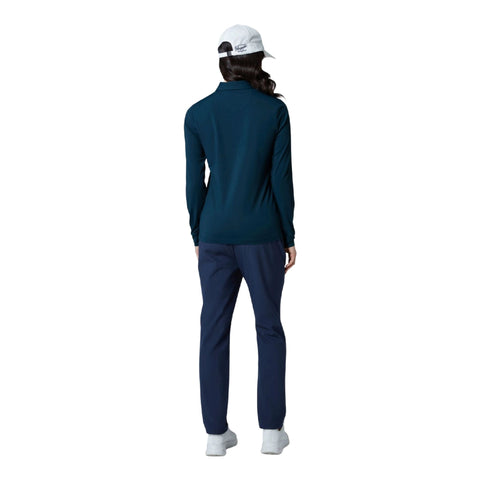 Mesh Langarm Poloshirt Damen