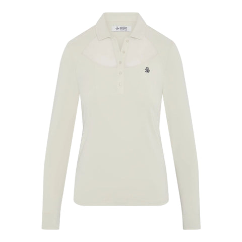 Mesh Langarm Poloshirt Damen