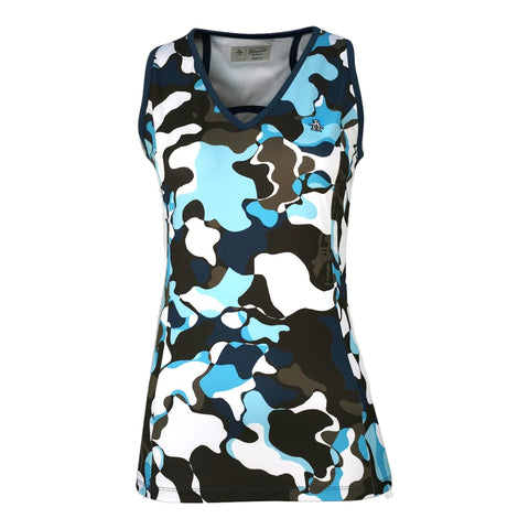 V-Neck Abstract Print Golf Top Damen