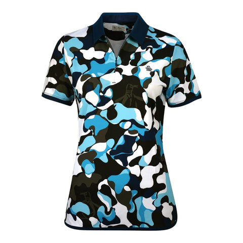 Abstract Printed Poloshirt Damen