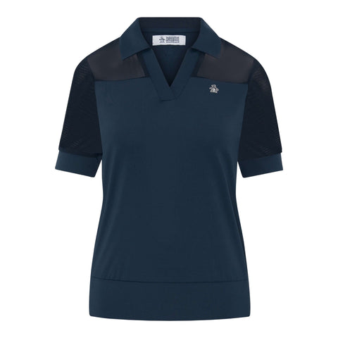 Mesh Blocked Polo Damen