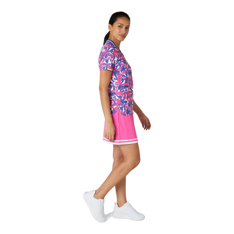 Floral Print Mock Neck Shirt Damen