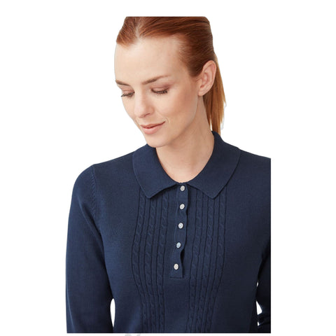 Knitted Langarm Polo Damen
