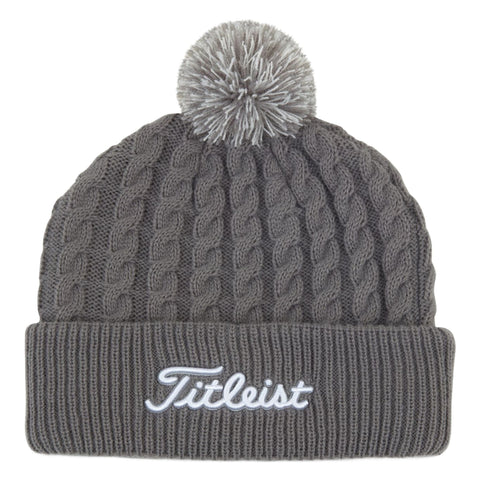 Strickhaube Pom Pom Grau/Weiß Herren