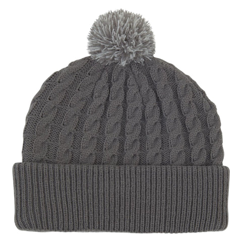 Strickhaube Pom Pom Grau/Weiß Herren