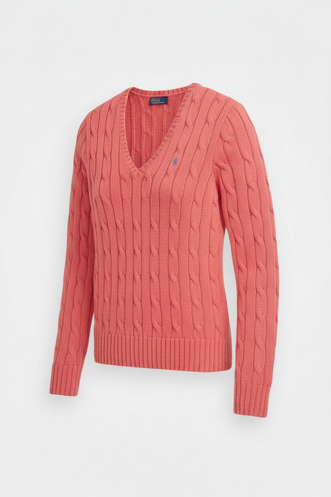 Cable-Knit V-Neck Pullover Damen